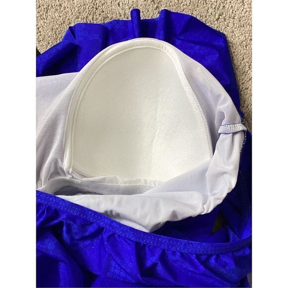 New. GOTTEX blue snakeskin ruffle swimsuit. Retails $138. Size 12 - Picture 8 of 10